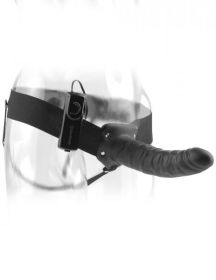 Fetish Fantasy 8 inches Vibrating Hollow Strap On - Black