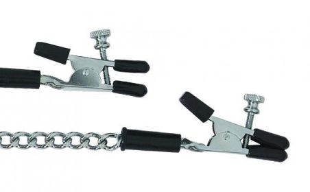 Adjustable Alligator Nipple Clamps With Link Chain - Silver