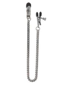 Adjustable Broad Tip Nipple Clamps With Chain - Silver