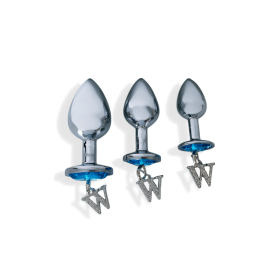 Opis 3 piece luxury gem butt plug & anal training kit - Silver/blue